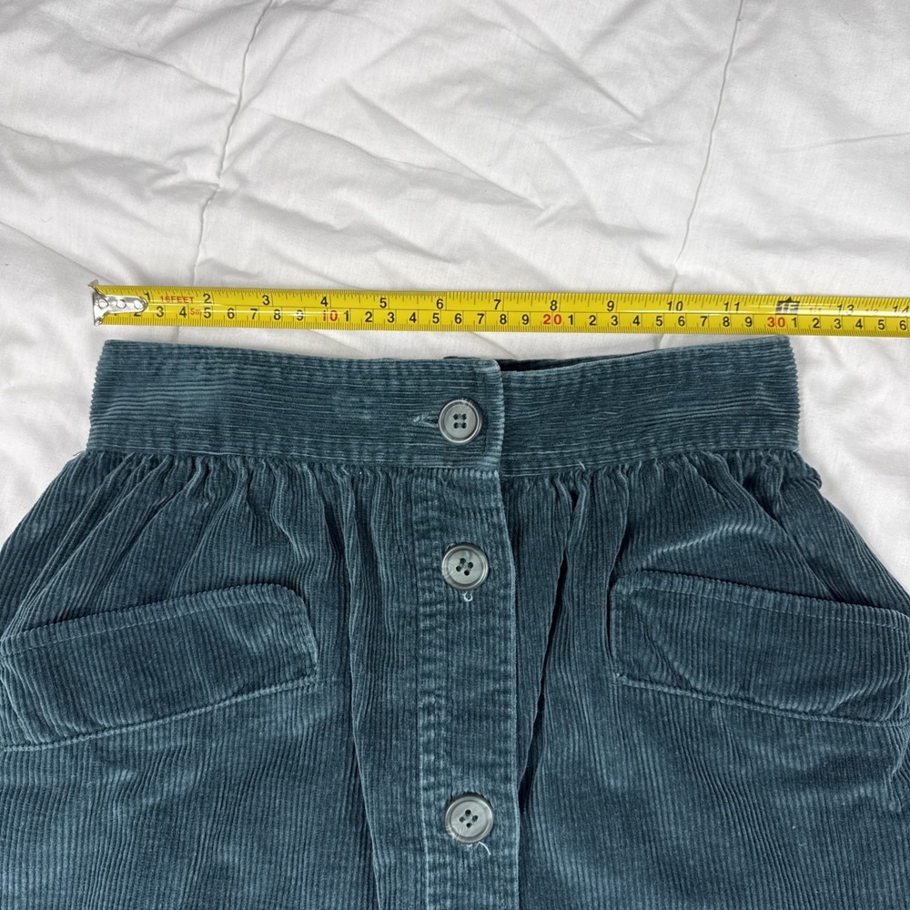 Vintage Liz Claiborne Corduroy Front Button Midi A Line Skirt Size 6 Green - Picture 2 of 7